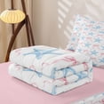 thumbnail image 5 of jejeloiu Watercolor Starfish Bow Zipper Twin Comforter Sets with Fitted Sheet and 2 Pillowcases For Girls,Girly Ocean Accent Zipper Bedding Set,Light Blue,Pink Reversible,4 Pieces, 5 of 7