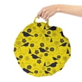 thumbnail image 2 of Yellow Bird Round Floor Cushion with Handle, Bicolour Design Pattern of Silhouette Style Avian and Flower Petals, Decorative Pillow for Living Room & Dorms, 18" Round, Yellow Indigo, by Ambesonne, 2 of 4