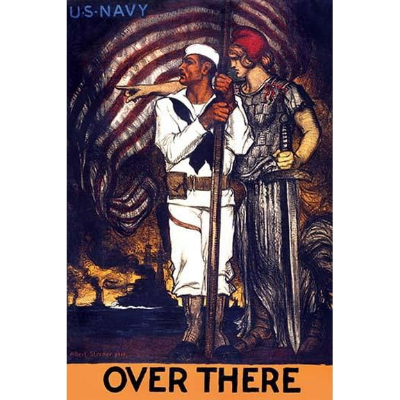 Over there - U.S. Navy- Fine Art Canvas Print (20" x 30")