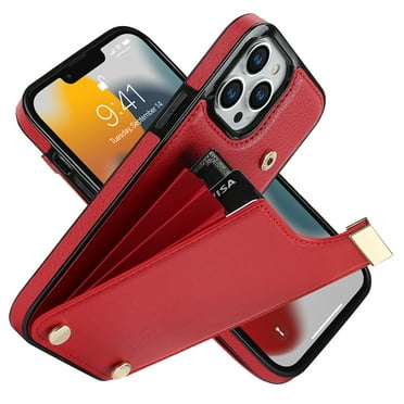 Decase Back Wallet Cover for iPhone 11 Pro Max,Shockproof Premium PU Leather Wallet Card Slot Money Pocket for Men Women Girls Flip Protective Case,Red