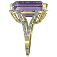 thumbnail image 3 of 10K Yellow Gold Natural Diamond Amethyst Ring Emerald-cut 18x13mm, size 5, 3 of 3