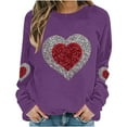 thumbnail image 4 of Kilaqueen Valentine's Day Sweatshirt for Women Crew Neck Long Sleeve Funny Love Heart Graphic Pullover Tops Holiday Vacation Casual Trendy Sweatshirt, 4 of 5