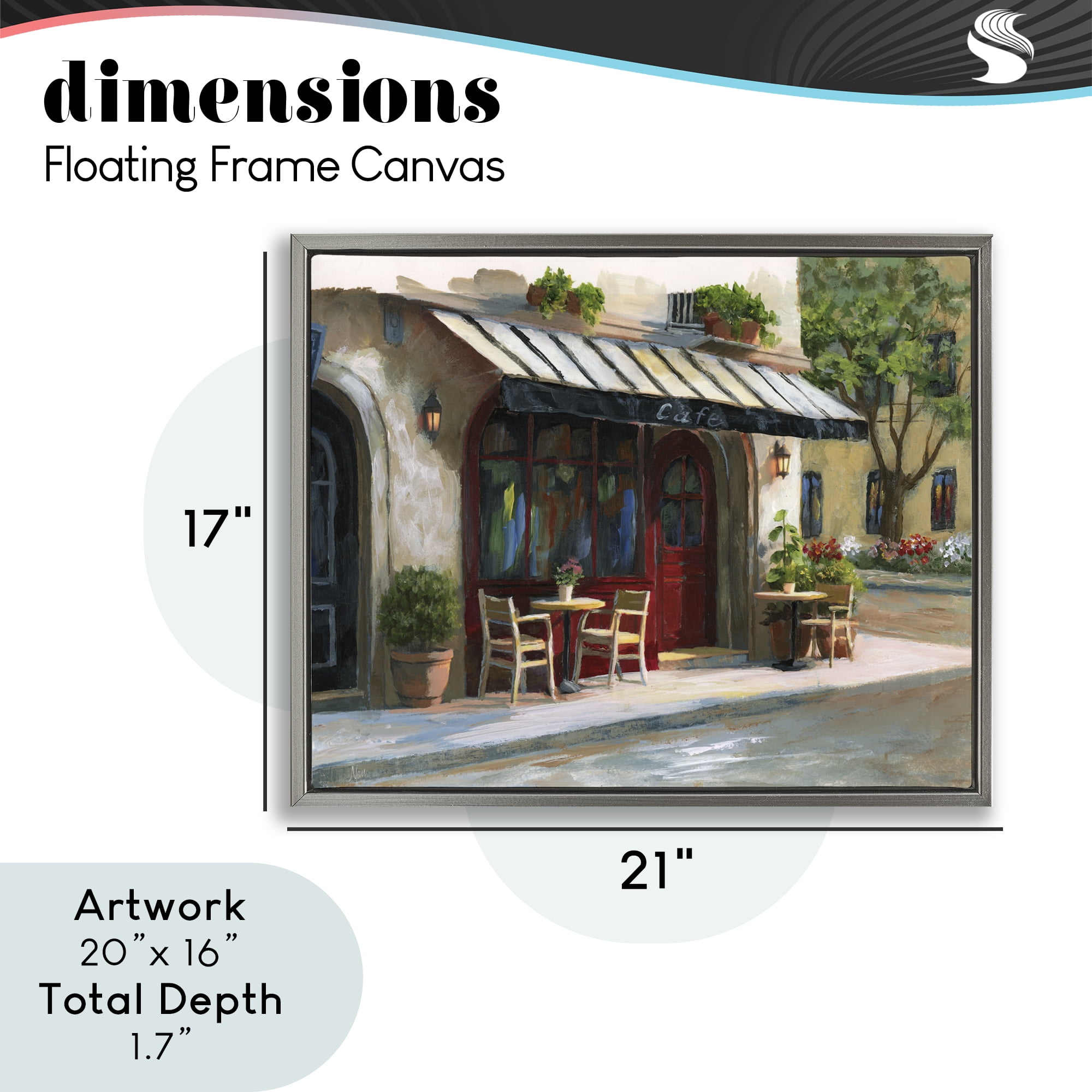 Stupell Industries Charming Sidewalk Cafe Tables Gray Framed Floater Canvas Wall Art, design by Nan