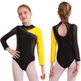 thumbnail image 3 of Traje de patinaje artístico para niñas y niñas, leotardo con diamantes de imitación brillantes, mono transparente de manga larga con cuello simulado y espalda recortada, 3 of 5