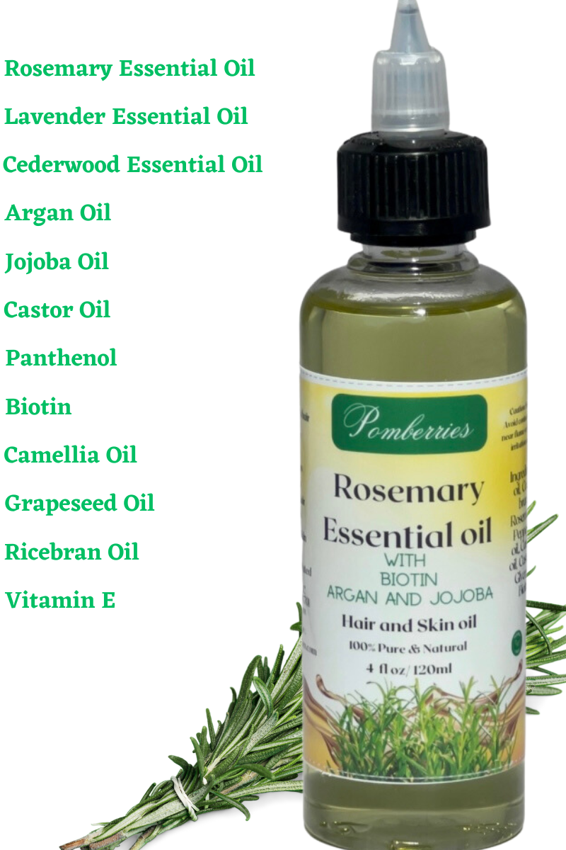Rosemary Essential Hair Oil for Black 4C Curly Coily Hair Growth & Skin
