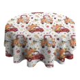 thumbnail image 4 of Red Truck with Fall Pumpkins Pattern Round Tablecloth 60" X 60",Wrinkle Wipeable Table Cloth for Kitchen Dining Room Picnic Patio Party, 4 of 6