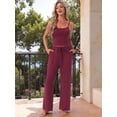 thumbnail image 3 of DARING DIVA Women's Pajama Set Cami Jersey Knit Adjustable Spaghetti Strap Pants L Red, 3 of 7