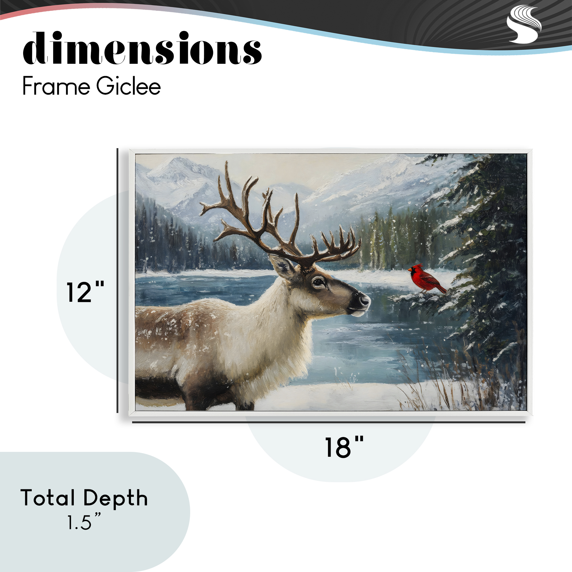 Christmas Conversation In Wild White Framed Giclee Art, design by Petal Prints Design