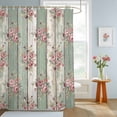thumbnail image 4 of Sage Green Wooden Shower Curtains for Bathroom, Farmhouse Pink Florals Distressed Waterproof Fabric Shower Curtain, Decorative Bathroom Curtain for Bathtub, 72"x72", No Hooks Included, 4 of 9