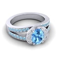 thumbnail image 3 of 2.35 Carat Oval Cut Blue Topaz & Aquamarine Gemstone Stylish Anniversary Ring for her Solid 14K White Gold Size 11.5 by Diamond-Capitals, 3 of 8