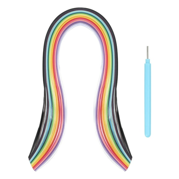 Uxcell Paper Quilling Kit, 15.4 Inch 5mm 24 Colors 120 Paper Quilling Strips with Blue Pen for Beginners, Multi-colored