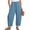 Light Blue #003, variant on Striped Linen Pants Women Elastic Waist Drawstring Cotton Linen Casual Trendy Wide Leg Barrel Pants with Pockets, M