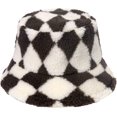 thumbnail image 3 of CoCopeaunts Mens Bucket Hat Europe American Style Winter Warm Geometry Diamond Plaid Fisherman Cap Lamb Wool Basin Cap for Women, 3 of 8