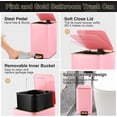 thumbnail image 3 of Juego de accesorios de baño con papelera de acero inoxidable, cepillo para inodoro, juego para cepillo de dientes y dispensador de jabón, 8 piezas, color rosa y dorado, 3 of 4