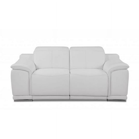 HomeRoots 477570 72 in. Italian Leather Reclining Loveseat, White