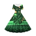 thumbnail image 4 of hengsof Girls Themed Print Collared Dress for 5-14 Years, Short Sleeve Button Detail Party Gown, Holiday Celebration Formal Wear, 4 of 7