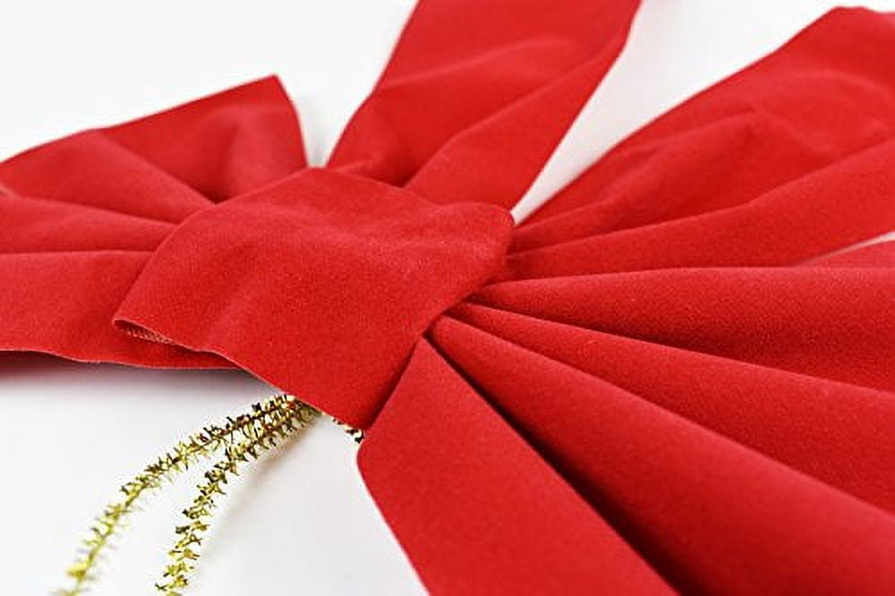 9" x 16" Decorative Red Velvet Christmas Bows (20 Pack)