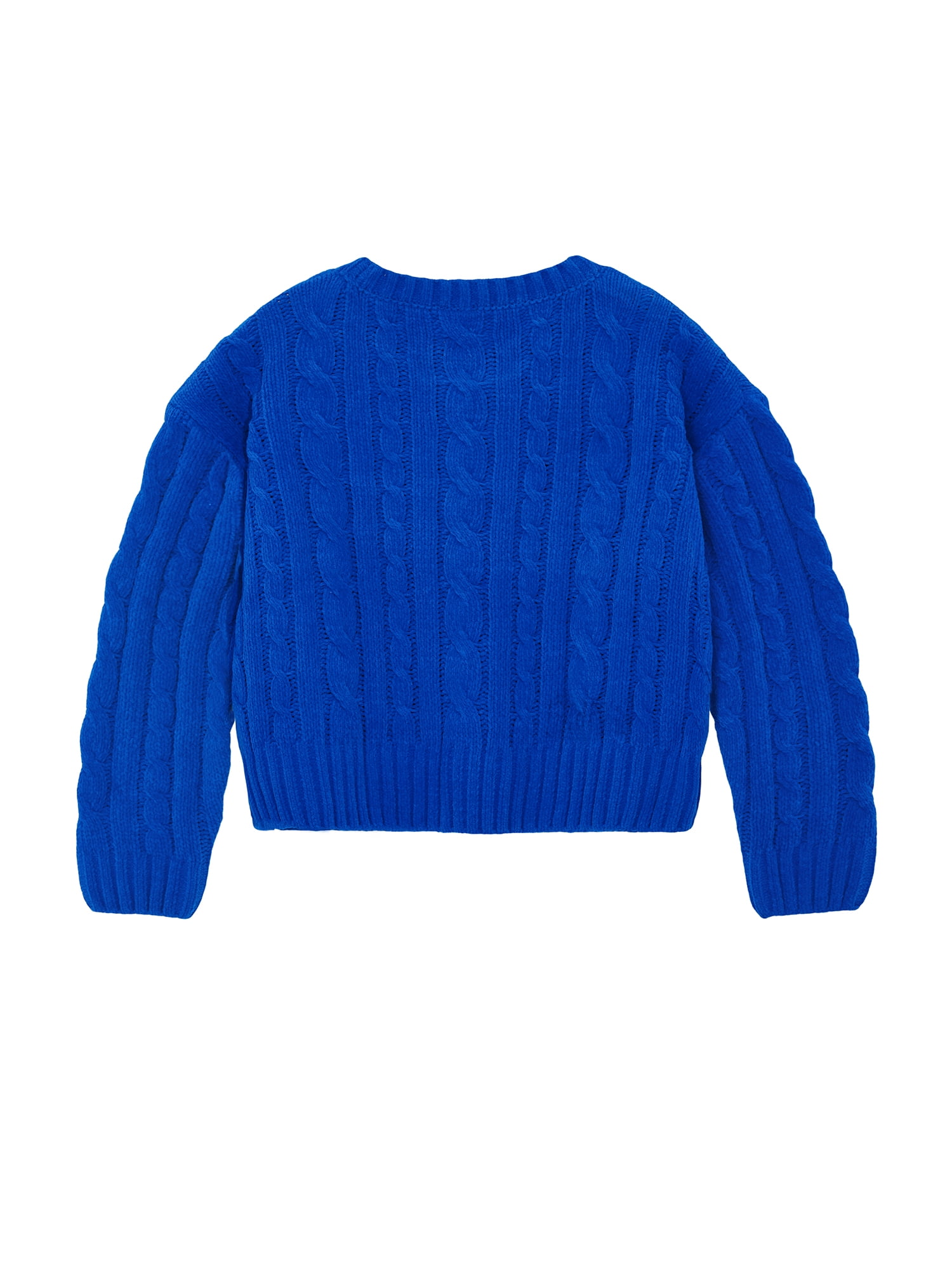 Wonder Nation Girls Chenille Sweater with Long Sleeves, Sizes 4-18 & Plus