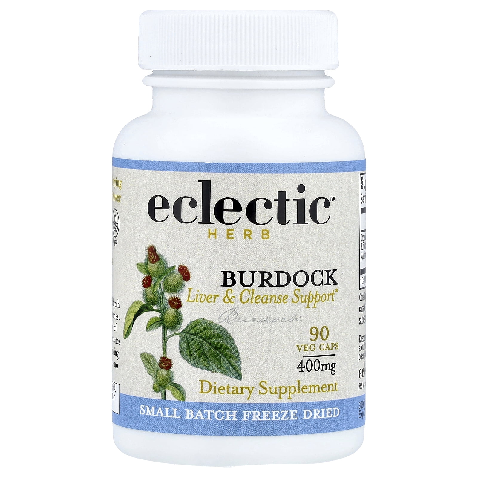 Eclectic Herb Burdock, Liver & Cleanse Support, 400 mg, 90 Veg Caps
