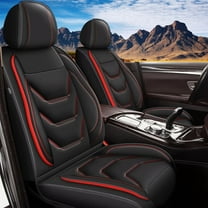 LAONNVIR Car Seat Covers Full Set Fit for Ford Ranger 2019-2024 Waterproof Breathable Leather Seat Protector with Airbag Compatible Automotive 5 Seat Cushions Cover (Redline)