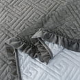 thumbnail image 6 of JML Velvet Quilt Set Queen Size 3 Pieces, Soft Velvet Diamond Pattern Bedspread Coverlet Quilted Bedding Set, with 2 Pillow Shams,Dark Gray, 6 of 7