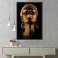 thumbnail image 4 of Black Woman Printed, Gold Lip Wall Decor, African Gold Woman Printed, Abstract Artwork, African Woman Poster, Shimmery Canvas Art, Canvas Wall Decor - Black Framed, 4 of 5