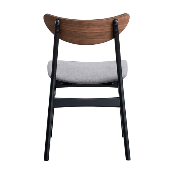LHKJ Side Chair Set of 2 with Gray Linen, Walnut Black