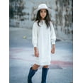 thumbnail image 3 of Oudiya Girls Sweater Dress Puff Long Sleeve Casual Cable Knit Pullover Winter Christmas Dresses for Kids 6-13Y, 3 of 5