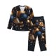 thumbnail image 1 of Balery Elegant Golden Blue Ornaments Conjunto de Pijama con Estampado para Mujer, Conjunto de Dos Piezas con Manga Larga, Ropa de Dormir Suave con Bolsillos, Pijamas Cómodos-Small, 1 of 7