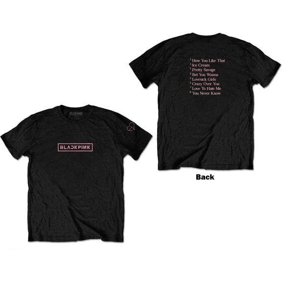 Men's BlackPink The Album Track list (Back Print) Slim Fit T-shirt Small Black