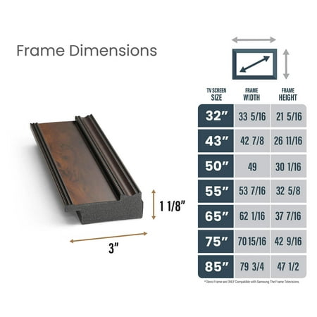 Frame My TV.com - Deco Premiere Bezel for Samsung the Frame TV - 75" - Burlwood