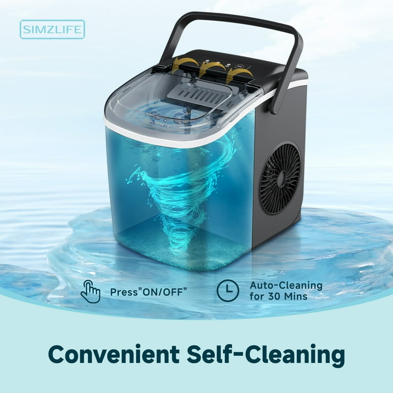 Simzlife 26 lbs/24H Countertop Ice Maker Machine, 9 Bullet-Shaped Ice in 6 Min, Auto-Cleaning Simzlife 26 lbs/24H Countertop Ice Maker Machine, 9 Bullet-Shaped Ice in 6 Min, Auto-Cleaning