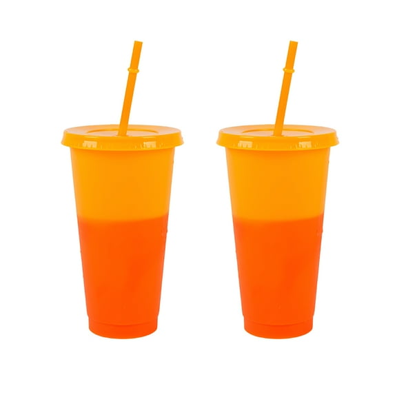 LAMIRO 2Packs 24.4 Oz Color Changing Cups, Reusable Cold Drink Cups with Lids and Straws, Bpa Free Magic Colored Tumbler, Summer Coffee Tumblers Party Cup for Adults