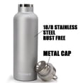 thumbnail image 5 of TOPOKO 25 ounce Stainless Steel Vacuum Water Bottle Double Wall Insulated Leak Proof Bottle BPA free With Metal Lid Grey, 5 of 7