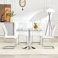 thumbnail image 2 of ExtraLco 5 Piece Glass Dining Table Set for 4, Square Tempered Glass Kitchen Table with White PU Leather Chairs and Chrome Base, 2 of 10
