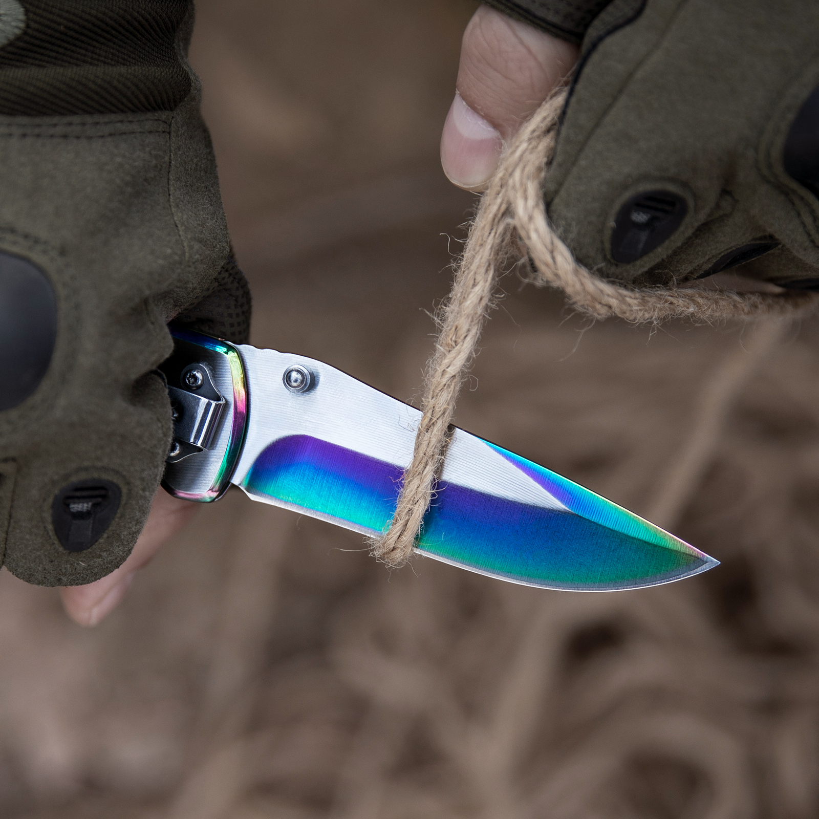 Dispatch 4PCS 4.5” Folding Pocket Knife with Aluminum Handle and Clip, 3Cr Brushed Finish blade, Rainbow
