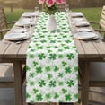 thumbnail image 4 of St. Patrick's Day Table Runner - 120 Inch Long Lucky Shamrock Green Spring Plants Vintage Cotton and Linen Blended Dress Scarves Farmhouse Table Runner for Kitchen Dining, Coffee Table, 13" x 120", 4 of 8