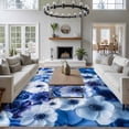 thumbnail image 3 of Blue Flowers Large Area Rugs 5x8 ft Spring White Floral Pastoral Washable Rug Non Slip Indoor Carpet Absorbent Floor Mat for Living Room Bedroom Dining Room, 3 of 9