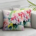thumbnail image 2 of ONETECH  Floral Throw Pillow Cushion Cover, Hydrangea Flower Bouquet in Watercolor Blossoms Botany Petals Image, Decorative Square Accent Pillow Case, Forest Green Yellow Pink 2Pcs, 2 of 6