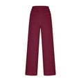 thumbnail image 6 of Gaecuw Wide Leg Linen Pants for Women Palazzo Pants Relaxed Fit Long Pants Lounge Trousers Sweatpants Casual Loose Baggy Pants High Waisted Linen Summer Ankle Length Workout Pants with Pockets Solid, 6 of 7