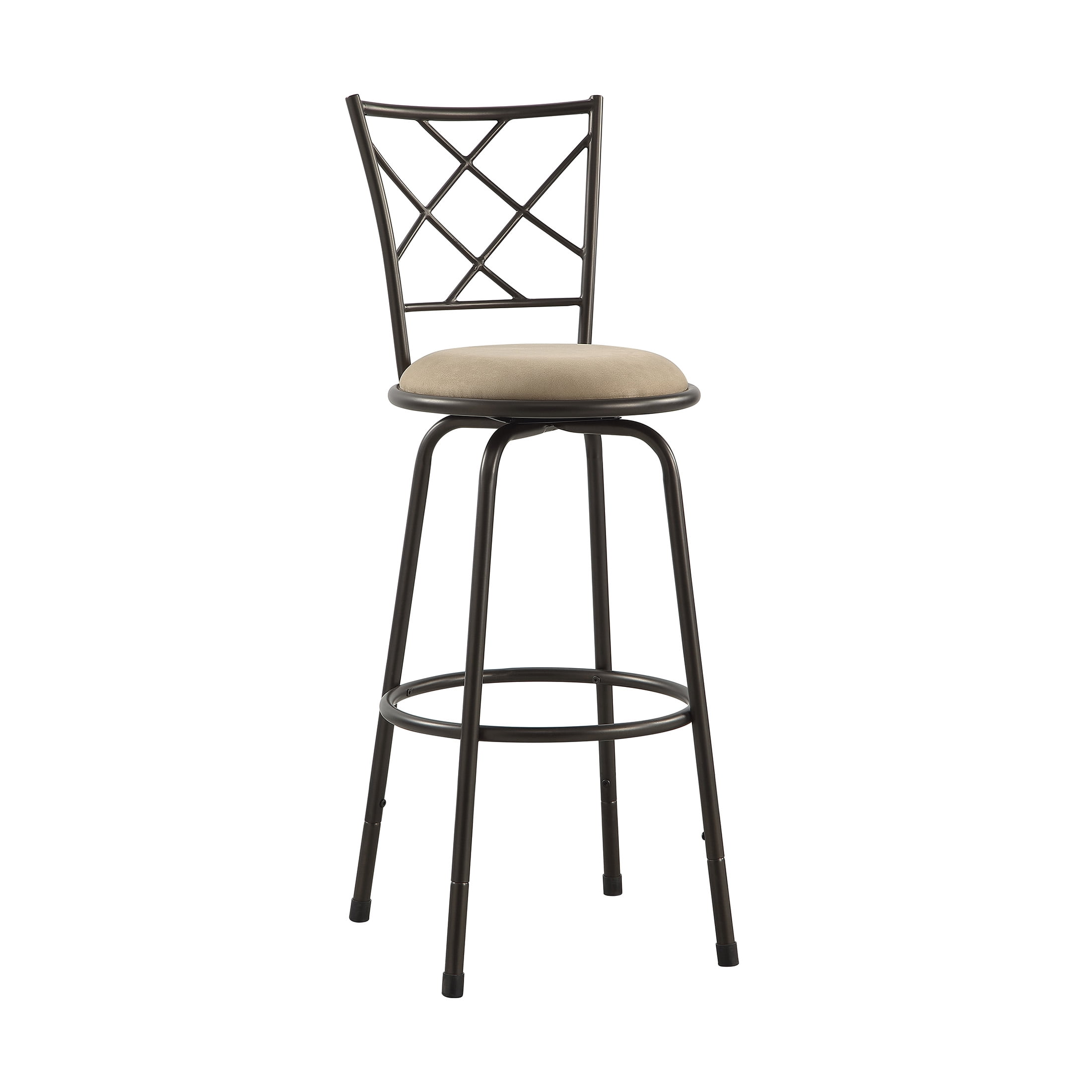 OakvillePark Alto Round Seat Cross Open Back Convertible Swivel Counter/Pub Height Chair, Dark Brown (Set of 3)
