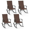 thumbnail image 2 of Costway 4 PCS Outdoor Rocking Chairs with Breathable Backrest Smooth Safe Rocking Design Brown, 2 of 9