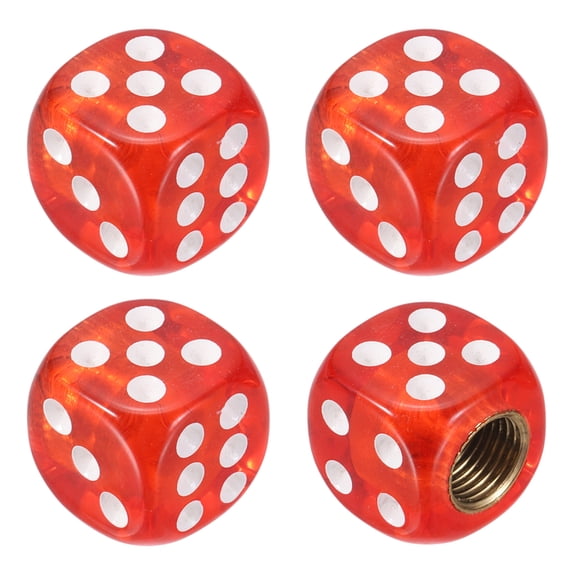 4Pcs Dice Tire Valve Stem Caps, Dustproof Stem Covers for Cars, Red