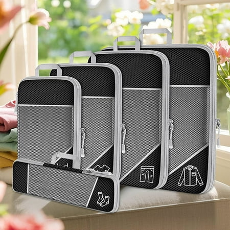 Suitcase Luggage Organizer Set Compression Packing Cubes for Travel Accessories Durable Storage Bags for Clothing and Gear Versatile Travel Management System for Neater Packing by UKHCCC Suitcase Luggage Organizer Set Compression Packing Cubes for Travel Accessories Durable Storage Bags for Clothing and Gear Versatile Travel Management System for Neater Packing by UKHCCC