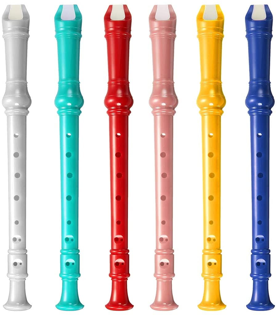 Yellow Plastic Musical Instrument Recorder Soprano Long Flute 8 Holes 