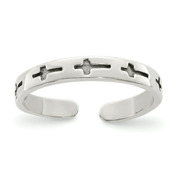 Primal Silver Sterling Silver Antiqued Crosses Toe Ring