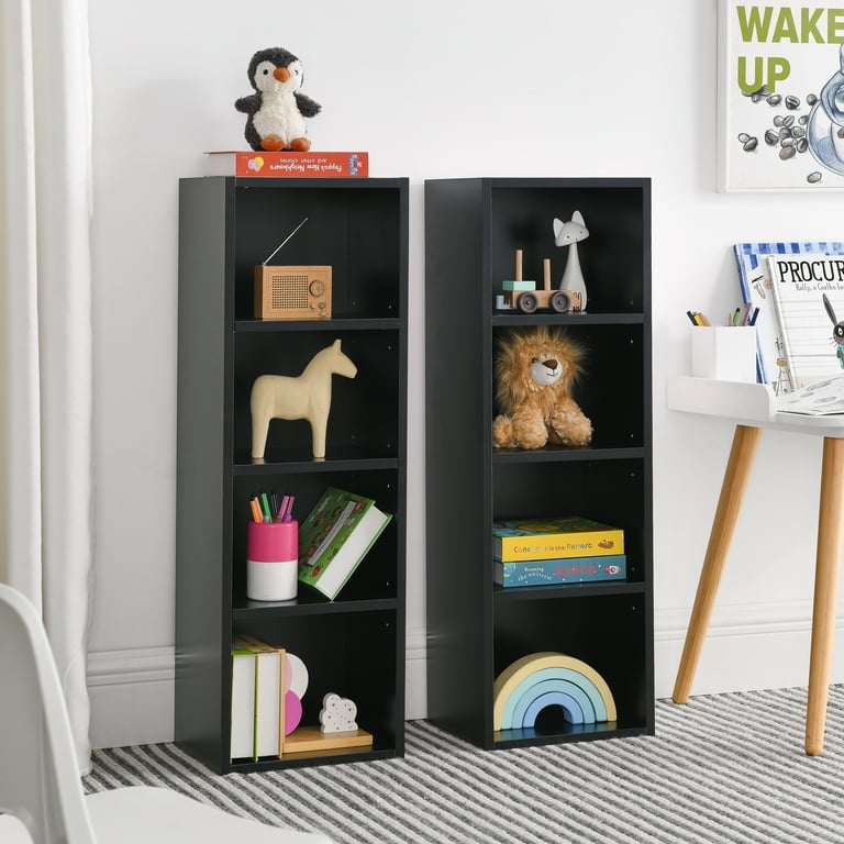 8 Cube Storage Organizer Tall Narrow Bookcase with Adjustable Shelves Double Decker Bookcase for Home Office Black Walmart