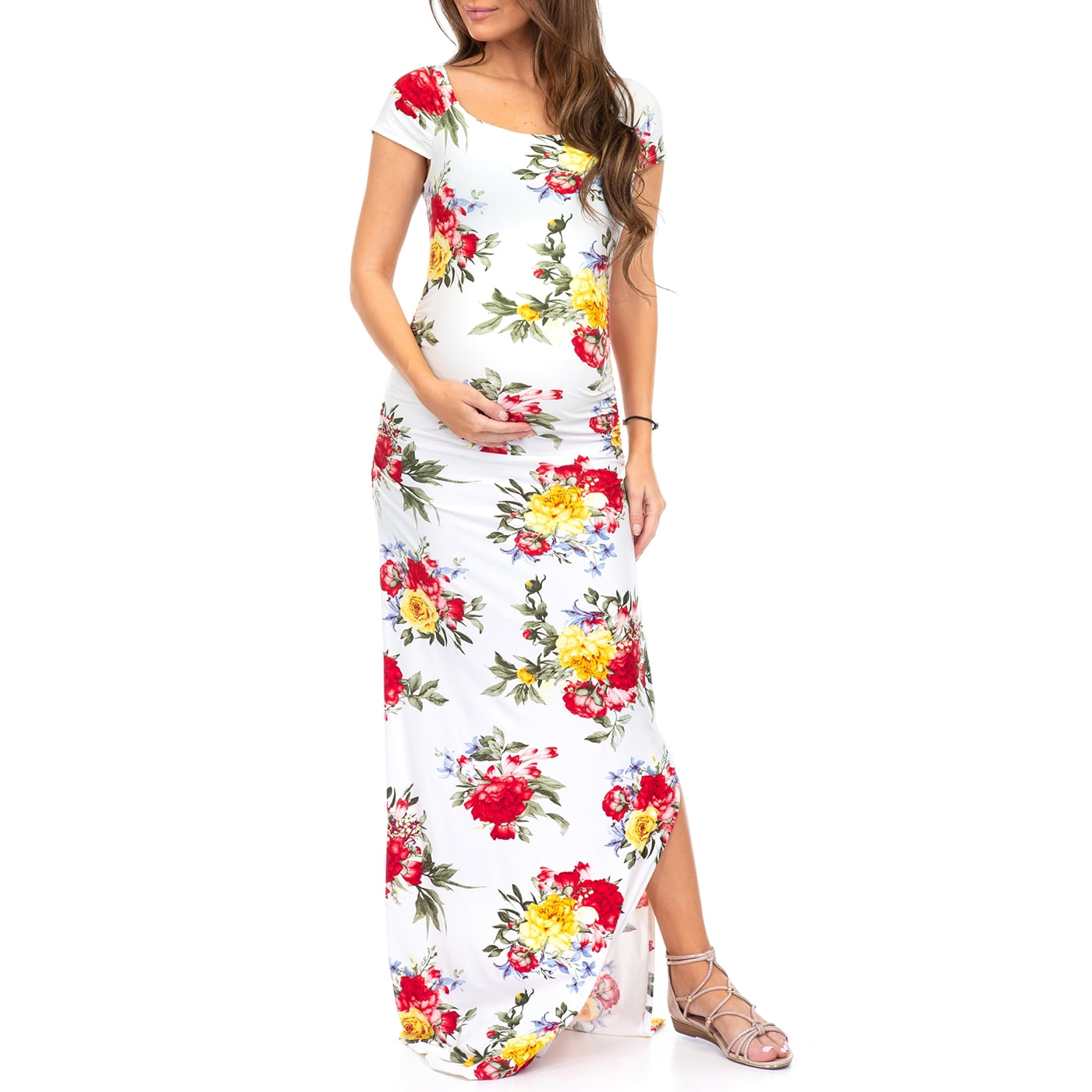 Mother Bee Maternity Ruched Bodycon Maternity Dress for Baby Shower or Casual Wear Made in USA 