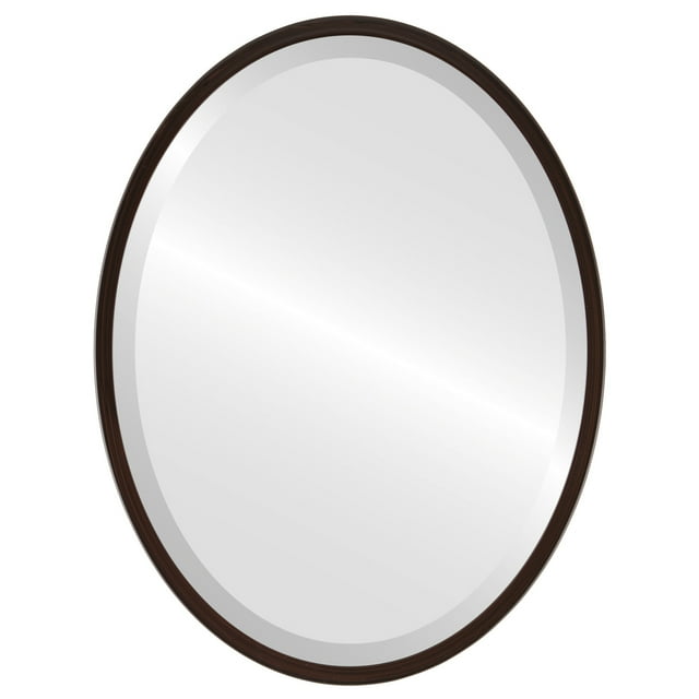 London Framed Oval Mirror - Black Walnut - 21" x 25"
