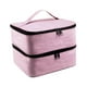 thumbnail image 1 of Bolsa de almacenamiento de esmalte de uñas de doble capa con 30 compartimentos grandes para cosméticos y perfumes. rosa 3, 1 of 9